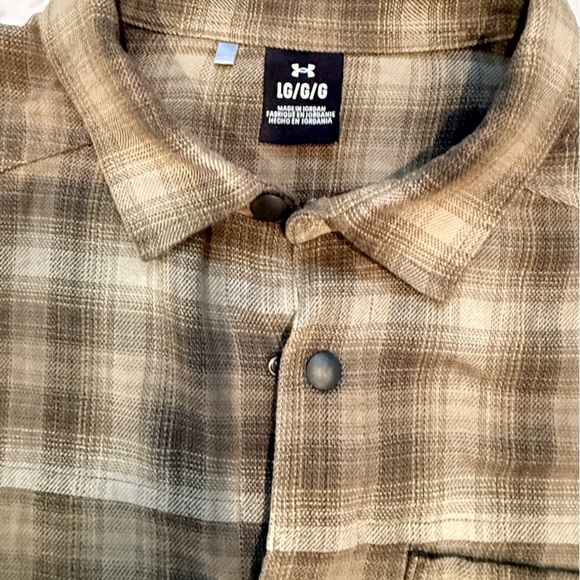 Under Armour Flannel Button-Down Shirt | Olive/Plaid | Men's Size - Large - Picture 7 of 14